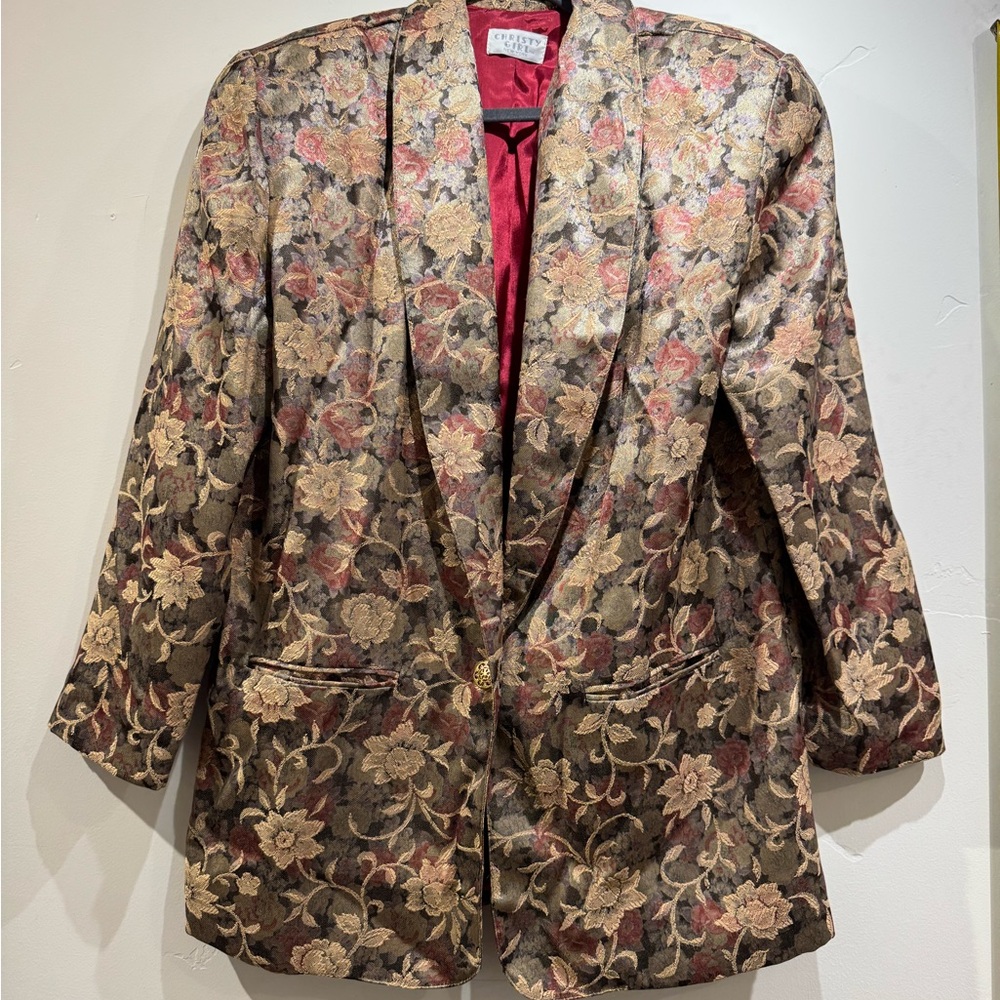 Christy Floral Women's Blazer in Brown and Gold